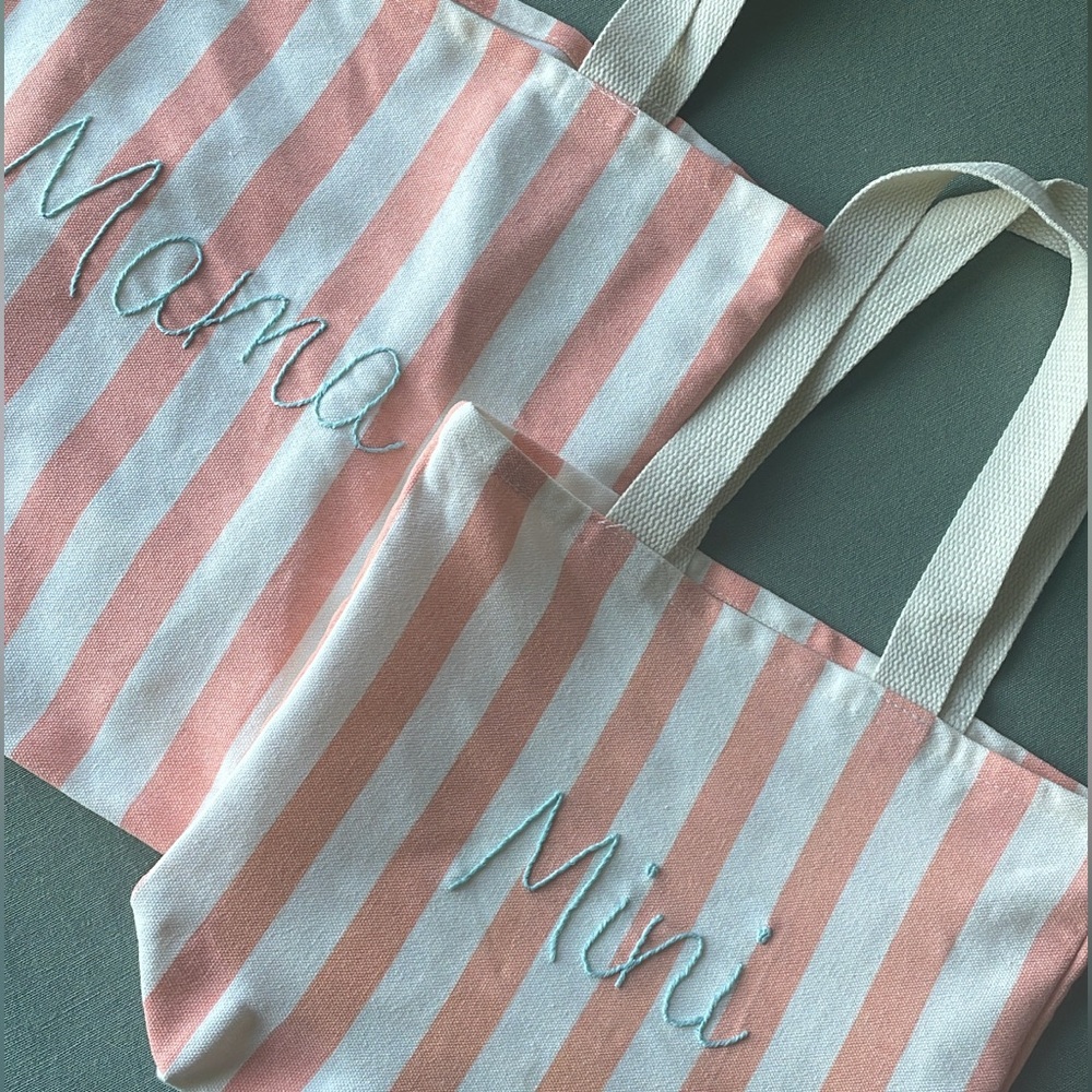 Mama & Mini Matching Canvas Tote Set | Custom Embroidered